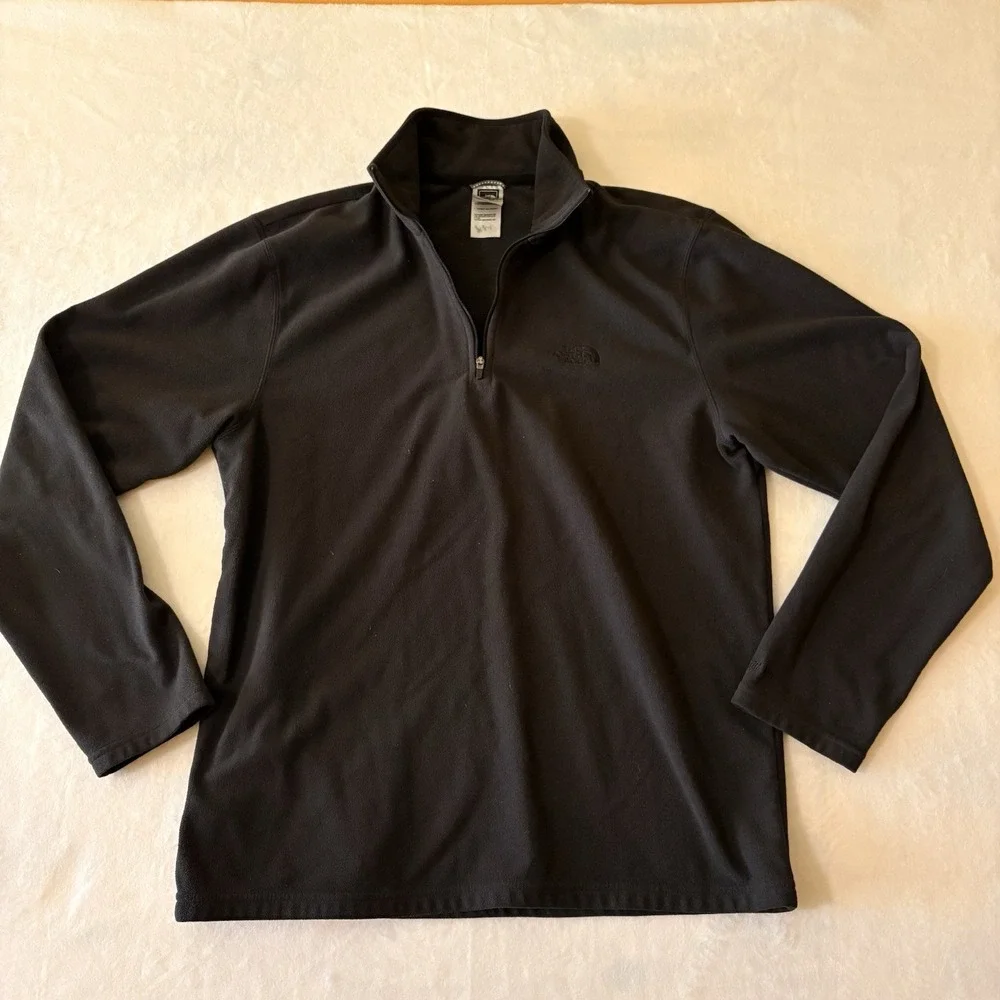 The North Face 1/4 Zip Fleece Mens Medium Black Pullover Logo Outdoor